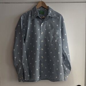 Arrow Blue and White 70’s Joe Namath Long Sleeve Button Down Shirt Large